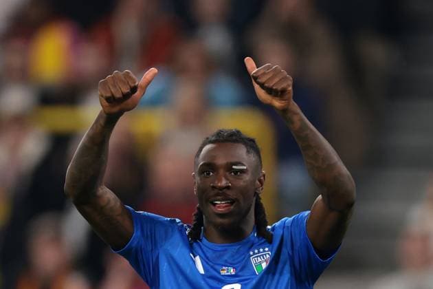 Dortmund, Germany, 23rd March 2025. Moise Kean of Italy reacts during the UEFA Nations League match Germany vs Italy at BVB Stadion, Dortmund. Picture credit should read: Jonathan Moscrop Sportimage EDITORIAL USE ONLY. No use with unauthorised audio, video, data, fixture lists, club league logos or live services. Online in-match use limited to 120 images, no video emulation. No use in betting, games or single club league player publications. SPI_008_JM_GERMANY_ITALY_UNL_ SPI-3750-0008