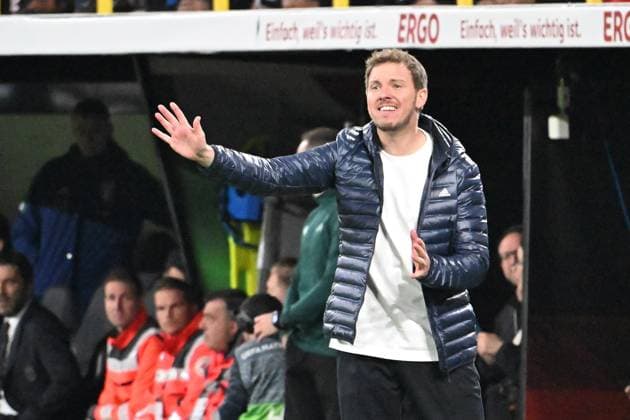 23 03 2025, xsltx, Football UEFA Nations League, Germany Italy v l Coach Julian Nagelsmann German National Football Team DFB gives instructions, gesticulates, gesticulate with arms gives instructions, gesticulate DFL DFB REGULATIONS PROHIBIT ANY USE OF PHOTOGRAPHS as IMAGE SEQUENCES and or QUASI VIDEO Dortmund