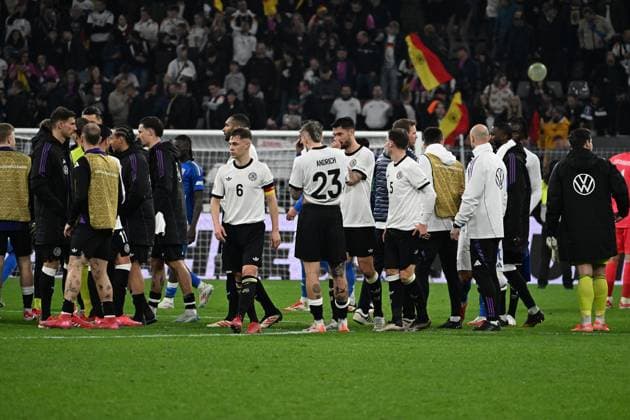 23 03 2025, xsltx, Football UEFA Nations League, Germany Italy v l jubilation, joy of victory Joshua Kimmich German national football team DFB Robert Andrich German national football team DFB Tim Kleindienst German national football team DFB Pascal Groß Gross German national football team DFB Coach Julian Nagelsmann German national football team DFB DFL DFB REGULATIONS PROHIBIT ANY USE OF PHOTOGRAPHS as IMAGE SEQUENCES and or QUASI VIDEO Dortmund