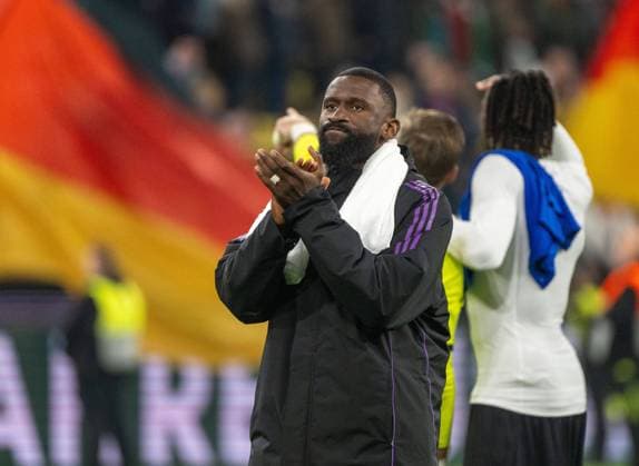 Soccer, Men, 2024 25 season, UEFA Nations League quarter-final second leg in Dortmund, Germany Italy, Antonio Rüdiger Germany , cheering after the final whistle, 23 03 2025, Copyright: xMatthiasxKochx