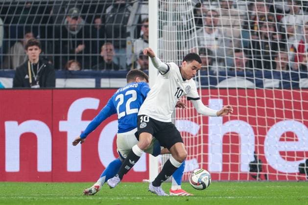 22 03 2025, UEFA Nations League, quarter-final, second leg, Germany Italy, f l Giovanni Di Lorenzo Italy , Jamal Musiala Germany , Dortmund Signal Iduna Park NRW Germany xRHR PHOTO DEx Copyright: DennisxEwert RHR-FOTOx RHR-FOTO DE