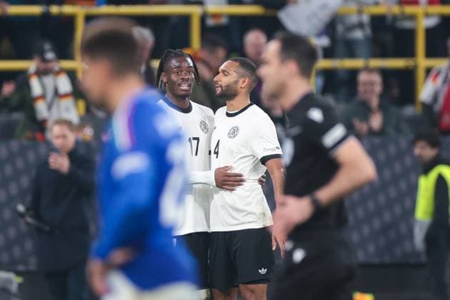 22 03 2025, UEFA Nations League, quarter-final, second leg, Germany Italy, f l Yann Aurel Bisseck Germany , Jonathan Tah Germany , Dortmund Signal Iduna Park NRW Germany xRHR PHOTO DEx Copyright: DennisxEwert RHR-FOTOx RHR-FOTO DE