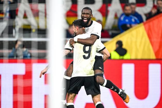 Tim Kleindienst Germany, 09 and Antonio Ruediger Germany, 02 celebrate the goal for 3 0, GER, Germany GER vs Italy ITA , Football, UEFA Nations League Quarter Final Round 2, 23 03 2025 GER, Germany GER vs Italy ITA , Football Laenderspiel, UEFA Nations League Quarter Final Round2, 2024 2025, 23 03 2025 Dortmund Copyright: xEibner-Pressefoto FlorianxWiegandx EP_FWD