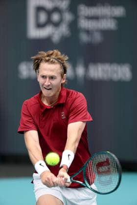 March 23, 2025, Miami Gardens, Florida, United States Of America: MIAMI GARDENS, FLORIDA - MARCH 23: Sebastian Korda of the United States defeats Stefanos Tsitsipas of Greece during Day 6 of the Miami Open at Hard Rock Stadium on March 23, 2025 in Miami Gardens, Florida....People: Sebastian Korda Miami Open 2025 - Day 6  - ZUMAs214 20250323_ada_s214_141 Copyright: xSMGx