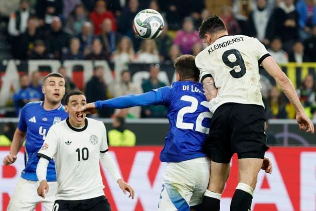 in the picture Tim Kleindienst Germany, 9 r , Goal scored, scored the goal to 3 0, celebrate the goal 23 03 2025, Football, UEFA Nations League, Quarterfinals, Germany Italy, GER, Dortmund, Signal Iduna Park, Copyright: HMBxMedia xHeikoxBecker