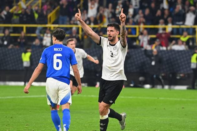 Goal celebration Tim KLEINDIENST GER after scoring 2 0, cheering,joy,enthusiasm,action Soccer Nations League quarterfinal Germany GER Italy ITA 3 3 on 23 03 2025, Signal Iduna Park