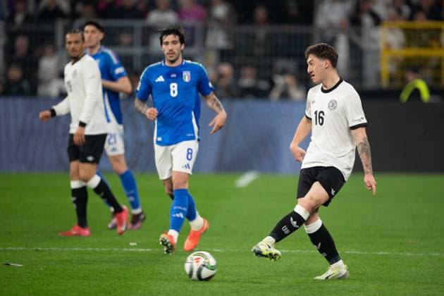 Angelo STILLER GER action, single action, Soccer UEFA Nations League Quarterfinal, Round of 8, Germany GER Italy ITA 3 3 on 23 03 2024 at Signal Iduna Park Dortmund,