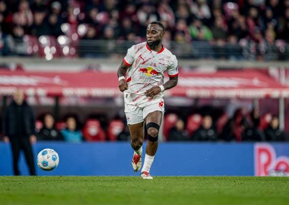Leipzigs Lutsharel Geertruida Soccer 1 Bundesliga, Matchday 26 RB Leipzig Borussia Dortmund 2 0 15 March 2025 Leipzig, Red Bull Arena RB Leipzig Borussia Dortmund 2 0