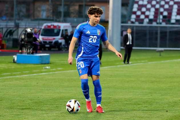Simone Pafundi In action during the Serie BKT soccer match between Italia and Danimarca under 21, test match at the Pier Cesare Tombolato Stadium, north Est Italy - Monday, March 24, 2025. - Soccer  Copyright: xPaolaxGarbuio LaPressex