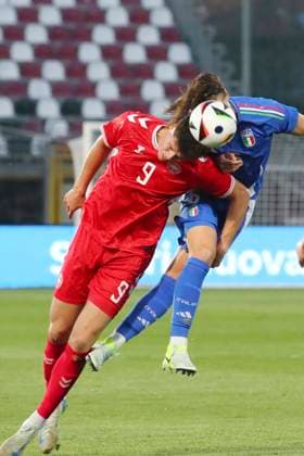 Daniele Ghilardi , Luca Kjerrumgaard In action during the Serie BKT soccer match between Italia and Danimarca under 21, test match at the Pier Cesare Tombolato Stadium, north Est Italy - Monday, March 24, 2025. - Soccer  Copyright: xPaolaxGarbuio LaPressex