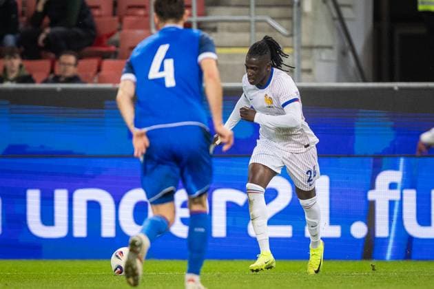 SLOVAKIA U21, U 21 - FRANCE U21 Loum Tchaouna of France during the friendly international football match ahead of 2025 UEFA European Under-21 Championship between Slovakia U21 and France U21. Trnava, Slovakia, March 24, 2025. Photo by Branislav Racko Copyright: xx 080A8606