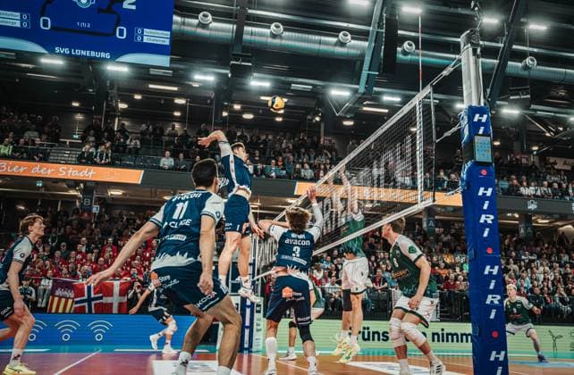 Volleyball Men Season 2024 2025 Volleyball Bundesliga Playoff Quarterfinals Match 1 SVG Lüneburg vs FT 1844 Freiburg 24 03 2025 Xander Wolf Wassenaar Ketrzynski 11 SVG Lüneburg vs FT 1844 Freiburg Lüneburg LKH Arena Niedersachsen Germany
