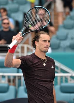 MIAMI GARDENS FL - MARCH 24: Alexander Zverev Vs Jordan Thompson during The Miami Open at Hard Rock Stadium on March 24, 2025 in Miami Gardens, Florida. Copyright: xmpi04x