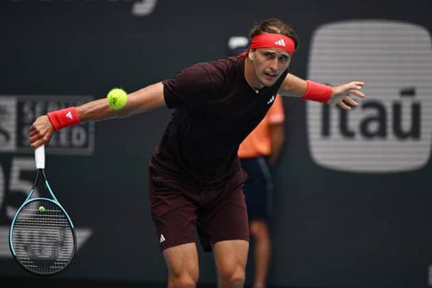 MIAMI GARDENS FL - MARCH 24: Alexander Zverev Vs Jordan Thompson during The Miami Open at Hard Rock Stadium on March 24, 2025 in Miami Gardens, Florida. Copyright: xmpi04x