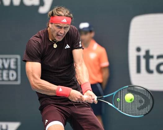MIAMI GARDENS FL - MARCH 24: Alexander Zverev Vs Jordan Thompson during The Miami Open at Hard Rock Stadium on March 24, 2025 in Miami Gardens, Florida. Copyright: xmpi04x