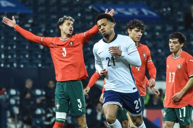 England U21, U 21 v Portugal U21, U21 national team, Nationalteam Friendly, Football, The Hawthorns, Birmingham, UK - 24 March 2025 Ethan Nwaneri of England U21 scores his sides second goal of the match Birmingham The Hawthorns Birmingham GBR, UK NEWSPAPERS OUT Copyright: xRichardxBowcottx