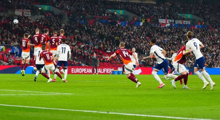 Reece James of England scores the opening goal England v Latvia, FIFA 2026 World Cup Qualifying, Group K, Football, Wembley Stadium, London, UK - 24 Mar 2025 EDITORIAL USE ONLY No use with unauthorised audio, video, data, fixture lists, club league logos or live services. Online in-match use limited to 120 images, no video emulation. No use in betting, games or single club league player publications. Copyright: xJavierxGarcia Shutterstockx 15219744q