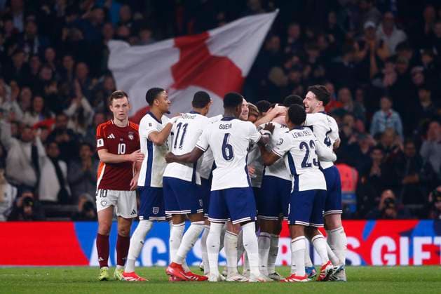 England v Latvia 2026 FIFA World Cup, WM, Weltmeisterschaft, Fussball Qualifiers Reece James of England celebrates scoring his sides 1st from a free kick during the 2026 FIFA World Cup Qualifiers Group K match at Wembley Stadium, London UK Newspapers OUT Copyright: xPaulxChestertonx FIL-21625-0013