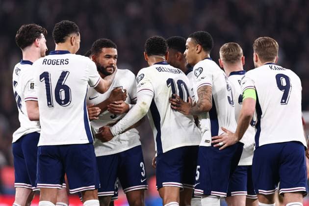 England gegen Lettland 24. März 2025, London World Cup European Qualifiers England gegen Lettland Reece James aus England feiert mit seinen Mannschaftskameraden das erste Tor Foto Jacques Feeney Offside London UK  Copyright: xJacquesxFeeneyx xOffsidexOffside