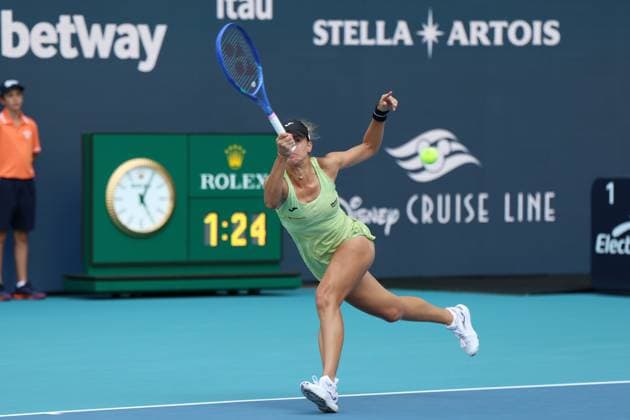 Miami Open 2025 Magda Linette during Miami Open 2025 tennis tournament in Miami USA on 24 March 2025. Miami USA  Copyright: xFotoxOlimpikx originalFilename:jastrzebowski-miamiope250325_npXAt.jpg
