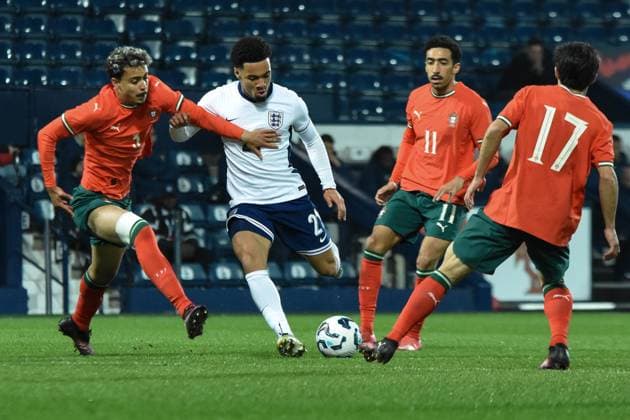 England U21, U 21 v Portugal U21, U21 national team, Nationalteam Friendly, Football, The Hawthorns, Birmingham, UK - 24 March 2025 Ethan Nwaneri of England U21 on the ball Birmingham The Hawthorns Birmingham GBR, UK NEWSPAPERS OUT Copyright: xRichardxBowcottx