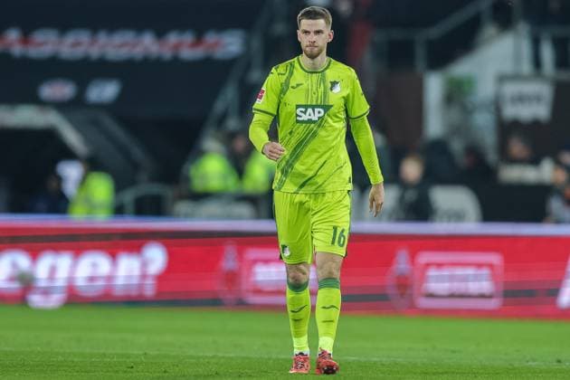 Soccer 1 Bundesliga 26 Matchday FC St Pauli TSG 1899 Hoffenheim on 14 03 2025 at Millerntor Stadion in Hamburg Anton Stach Hoffenheim DFL regulations prohibit any use of photographs as image sequences and or quasi video xJRx