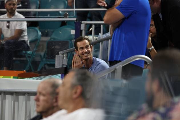 March 25, 2025, Miami Gardens, Florida, United States Of America: MIAMI GARDENS, FLORIDA - MARCH 25: Novak Djokovic of Serbia defeats Lorenzo Musetti of Italy in the fourth round of the men s singles during Day 8 of the Miami Open at Hard Rock Stadium on March 25, 2025 in Miami Gardens, Florida....People: Andy Murray Miami Gardens United States Of America - ZUMAs214 20250325_ada_s214_181 Copyright: xSMGx