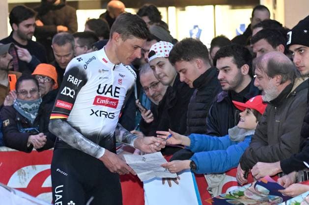 NILS POLITT, UAE Team Emirates, Ciclismo, Cycling Milano Sanremo 2025, primo piano, head shot, close up CICLISMO MILANO-SANREMO 2025 Presentazione Squadre