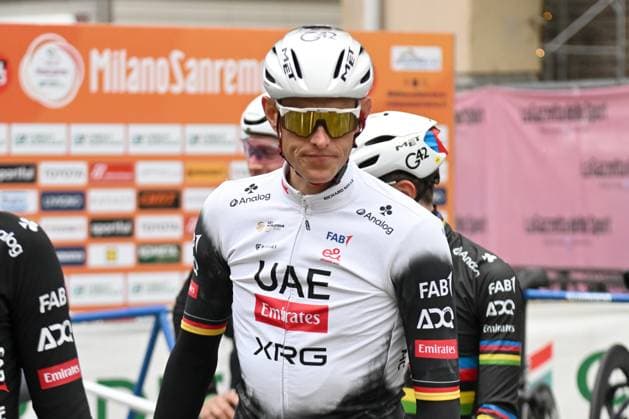 NILS POLITT, UAE Team Emirates, Ciclismo, Cycling Milano Sanremo 2025, primo piano, head shot, close up CICLISMO MILANO-SANREMO 2025