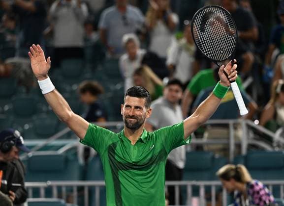 MIAMI GARDENS FL - MARCH 25 Novak Djokovic Vs Lorenzo Musetti during The Miami Open at Hard Rock Stadium on March 25, 2025 in Miami Gardens, Florida. Copyright: xmpi04x