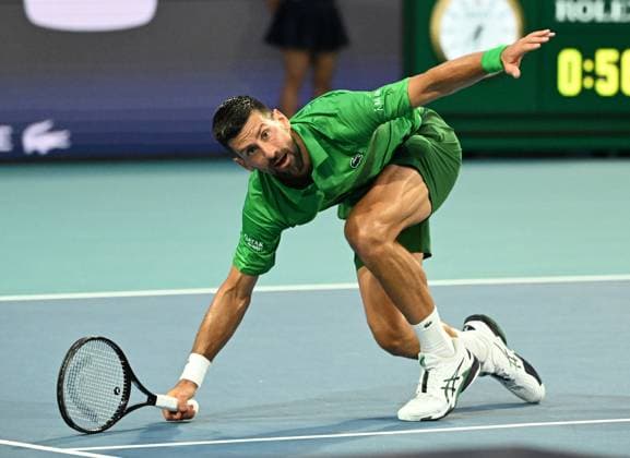 MIAMI GARDENS FL - MARCH 25 Novak Djokovic Vs Lorenzo Musetti during The Miami Open at Hard Rock Stadium on March 25, 2025 in Miami Gardens, Florida. Copyright: xmpi04x