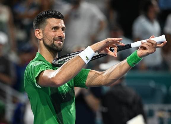 MIAMI GARDENS FL - MARCH 25 Novak Djokovic Vs Lorenzo Musetti during The Miami Open at Hard Rock Stadium on March 25, 2025 in Miami Gardens, Florida. Copyright: xmpi04x