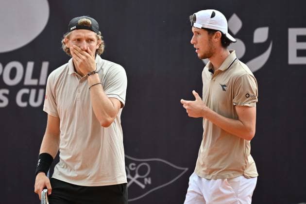 Foto IPP Felice De Martino Napoli 26 03 2025 Napoli Tennis Cup 2025 ATP, Tennis Herren Challenger Tour Nella foto: Jacopo Berrettini e Francesco Maestrelli Italy Photo Press World Copyright Napoli italy Italia ITALY  Copyright: xR4924_italyphotopressx