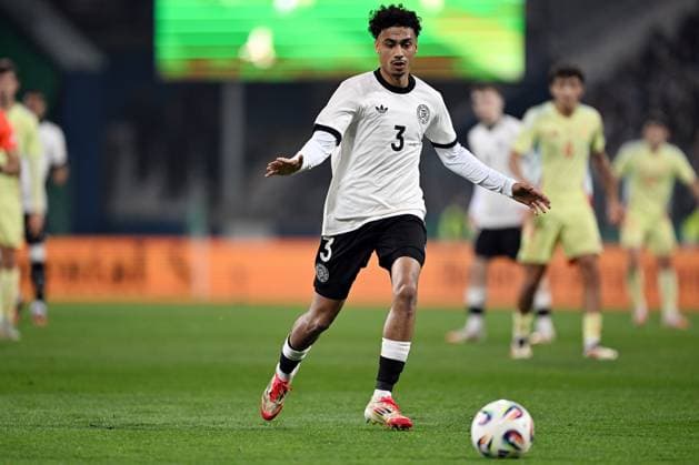 25 03 2025, xjhx, Soccer international match U21, Germany U21 Spain U21 v l Nathaniel Brown Germany U21 FREISTELLER DFL DFB REGULATIONS PROHIBIT ANY USE OF PHOTOGRAPHS as IMAGE SEQUENCES and or QUASI VIDEO Darmstadt