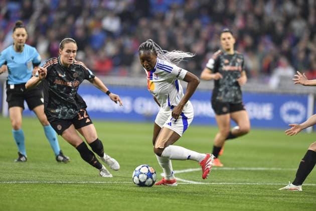 FOOTBALL : Lyon vs Bayern Munich - Ligue des CHampions - 26 03 2025 Diani KADIDIATOU of Lyon during the UEFA Women s Champions League quarter-final second leg football match betwen Olympique Lyonnais and FC Bayern Munich at the groupama stadium Decines Charpieu Lyon on 26 march 2025  Copyright: xMourad_ALLILIx