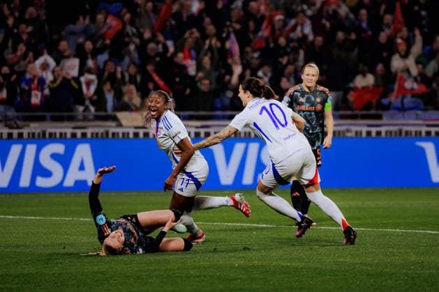 Lyon, France Kadidiatou Diani (11 Olympique Lyonnais) celebrates after scoring during the UEFA Womens Champions League quarter-final game between Olympique Lyonnais and Bayern Munich at Groupama Stadium in Lyon, France. (Pauline Figuet SPP) Copyright: xPaulinexFiguetx xSPPx spp-en-PaFiSp-PF_OLFCB2718