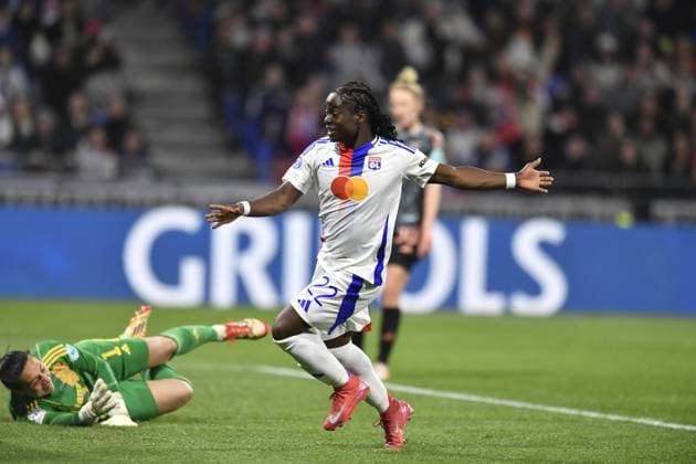 FOOTBALL : Lyon vs Bayern Munich - Ligue des CHampions - 26 03 2025 Tabitha CHAWINGA of Lyon scoring goal during the UEFA Women s Champions League quarter-final second leg football match betwen Olympique Lyonnais and FC Bayern Munich at the groupama stadium Decines Charpieu Lyon on 26 march 2025  Copyright: xMourad_ALLILIx