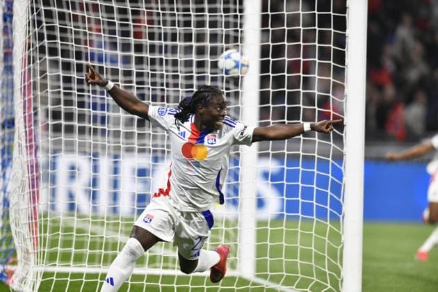 FOOTBALL : Lyon vs Bayern Munich - Ligue des CHampions - 26 03 2025 Tabitha CHAWINGA of Lyon scoring goal during the UEFA Women s Champions League quarter-final second leg football match betwen Olympique Lyonnais and FC Bayern Munich at the groupama stadium Decines Charpieu Lyon on 26 march 2025  Copyright: xMourad_ALLILIx