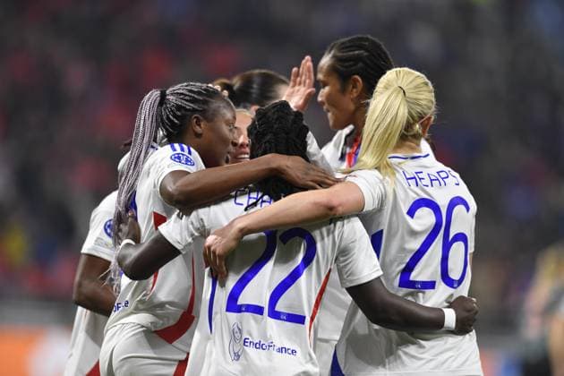 FOOTBALL : Lyon vs Bayern Munich - Ligue des CHampions - 26 03 2025 Tabitha CHAWINGA of Lyon scoring goal during the UEFA Women s Champions League quarter-final second leg football match betwen Olympique Lyonnais and FC Bayern Munich at the groupama stadium Decines Charpieu Lyon on 26 march 2025  Copyright: xMourad_ALLILIx
