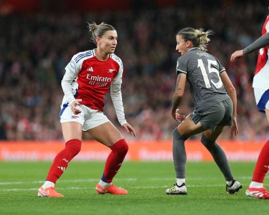 North London, England, March 26 2025: Steph Catley (7 Arsenal) marked by Sheila Garcia (15 Real Madrid) for a corner during the UEFA Womens Champions League game between Arsenal and Real Madrid at Emirates Stadium in North London, England. (Jay Patel SPP) Copyright: xJayxPatel SPPx spp-en-JaPa-ARSvRMA_20250326_0011