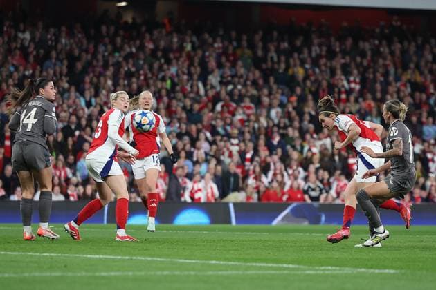 London, England, 26th March 2025. Mariona Caldentey of Arsenal scores to make it 2-0 during the UEFA Womens Champions League match at the Emirates Stadium, London. Picture credit should read: Paul Terry Sportimage EDITORIAL USE ONLY. No use with unauthorised audio, video, data, fixture lists, club league logos or live services. Online in-match use limited to 120 images, no video emulation. No use in betting, games or single club league player publications. SPI_028_PT_Arsenal_w_Real_Madrid_w SPI-3768-0027