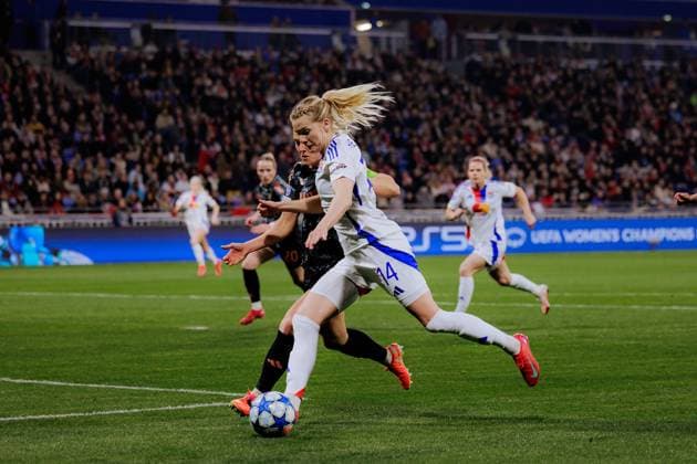 Lyon, France Ada Hegerberg (14 Olympique Lyonnais) in action during the UEFA Womens Champions League quarter-final game between Olympique Lyonnais and Bayern Munich at Groupama Stadium in Lyon, France. (Pauline Figuet SPP) Copyright: xPaulinexFiguetx xSPPx spp-en-PaFiSp-PF_OLFCB2763