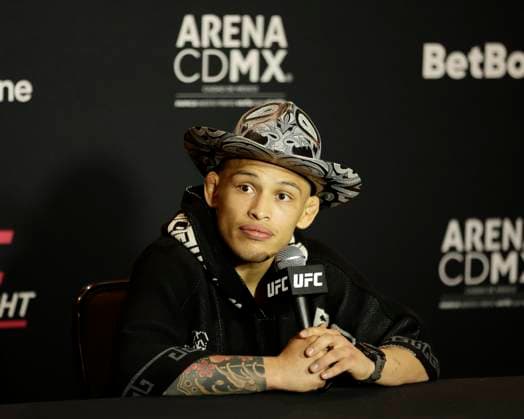 March 26, 2025, Mexico City, Mexico, MEX: RONALDO RODRIGUEZ speaks to the media during Media Day for UFC Fight Night Mexico City at the InternContinental Mexico City hotel in Mexico City, MX. Mexico City MEX - ZUMAs346 20250326_zsp_s346_057 Copyright: xAlejandroxSalazarx