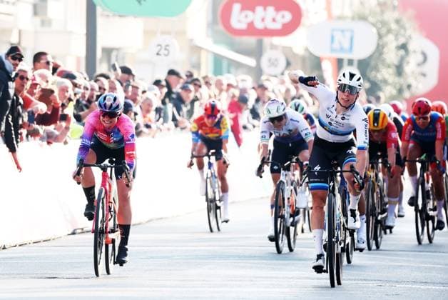 Dutch Lorena Wiebes of SD Worx-Protime wins ahead of Italian Chiara Consonni of Canyon SRAM zondacrypto in the Classic Brugge-De Panne women s elite one-day cycling race, 152,7 km from Brugge to De Panne, Thursday 27 March 2025. KURTxDESPLENTER  x116236655x