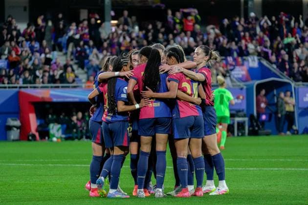 Barcelona, Spain, March 27th 2025 FC Barcelona, Barca celebrates second goal during the UEFA Women s Champions League match between FC Barcelona and VfL Wolfsburg at Johan Cruyff Stadium in Barcelona, Spain (Andres Lopez Sheridan SPP) Copyright: xAndresxLopezxSheridanxx xSPPx spp-en-AnLoShSp-ALS_BCN-WLF-20