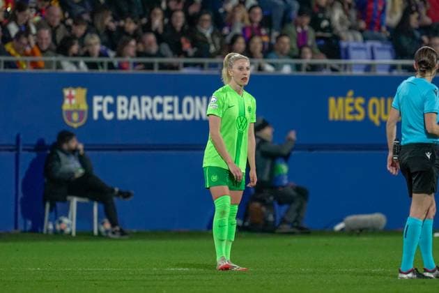 Barcelona, Spain, March 27th 2025 Rebeka Blomqvist during the UEFA Women s Champions League match between FC Barcelona, Barca and VfL Wolfsburg at Johan Cruyff Stadium in Barcelona, Spain (Andres Lopez Sheridan SPP) Copyright: xAndresxLopezxSheridanxx xSPPx spp-en-AnLoShSp-ALS_BCN-WLF-31