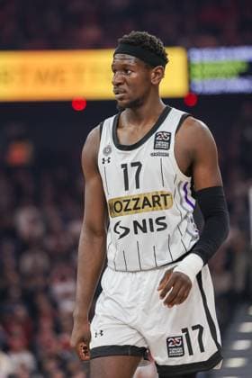 Isaac Bonga Partizan Belgrade, 17 , GER, FC Bayern Muenchen vs Partizan Belgrade, Basketball, Turkish Airlines Euroleague, Matchday 32, Season 2024 2025, 27 03 2025, GER, FC Bayern Muenchen vs Partizan Belgrade, Basketball, Turkish Airlines Euroleague, Matchday 32, Season 2024 2025, 27 03 2025 Muenchen Copyright: xEibner-Pressefoto JennixMaulx EP_JML