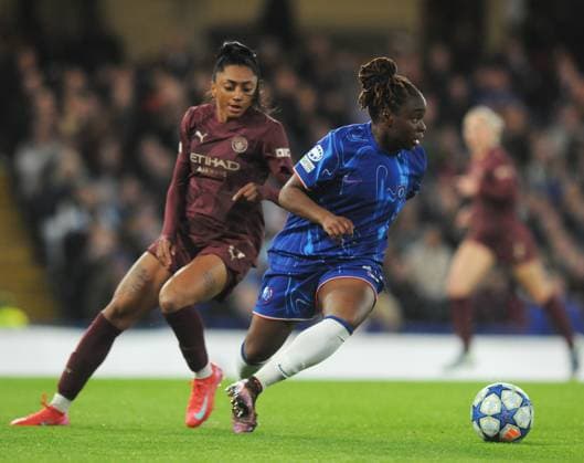 Football - 2024 2025 UEFA Women™s Champions League - Quarter-Final - Second Leg - Chelsea vs Manchester City - Stamford Bridge - Thursday 27th March 2025. Sandy Baltimore of Chelsea 