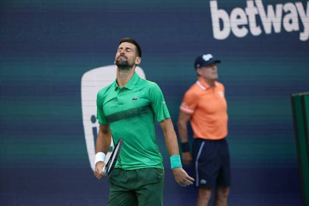 March 27, 2025, Miami Gardens, Florida, United States Of America: MIAMI GARDENS, FL - MARCH 27: Novak Djokovic of Serbia defeats Sebastian Korda of the United States match on Day 10 of the Miami Open at Hard Rock Stadium on March 27, 2025 in Miami Gardens, Florida..People: Novak Djokovic Miami Open 2025 - Day 10  - ZUMAs214 20250327_ada_s214_122 Copyright: xSMGx