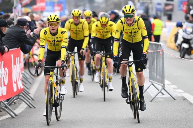 E3 Saxo Classic 2025 Cycling Race Harelbeke, Belgium - March 28 : Van Baarle Dylan (NED) of Team Visma Lease A Bike and Vermote Julien9H (BEL) of Team Visma Lease A Bike pictured during the Men Elite UCI World Tour 68th E3 Saxo Classic cycling race of 208 kms with start in Harelbeke and finish in Harelbeke on March 28, 2025 in Harelbeke, Belgium, 28 03 2025 ( Motordriver Kenny Verfaillie - Harelbeke Belgium  Copyright: xVincentxKalutx
